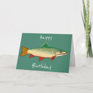 Trout fish birthday art card