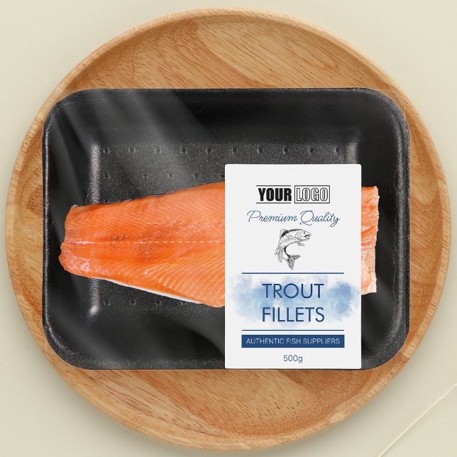 Trout Fish Fillets Product Label with Logo (Creator Uploaded)