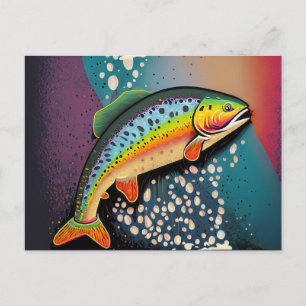 Trout Fish Fishing Postcard