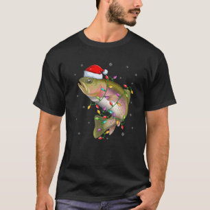 Trout Fish Xmas Lighting Reindeer Hat Trout Christ T-Shirt