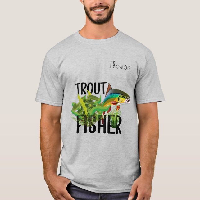 Trout Fisher Rainbow Trout In Natural Environment T-Shirt (Front)