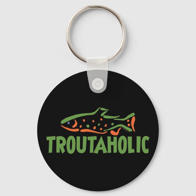 Trout Fisherman Fishing Key Ring (Front)
