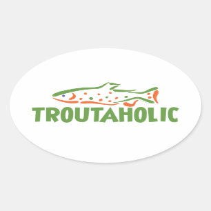 Trout Fisherman Fishing Oval Sticker