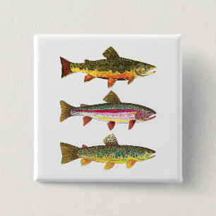 Trout Fishing 15 Cm Square Badge