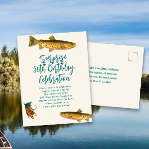 Trout Fishing Adult Birthday Party Postcards