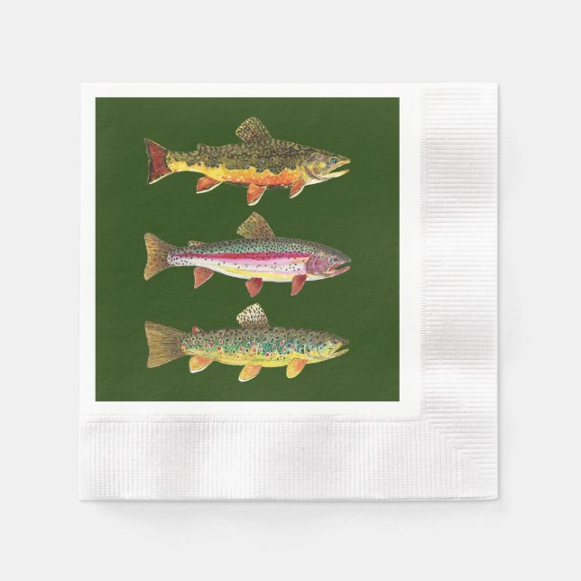 Trout Fishing, Angling Napkin (Front)