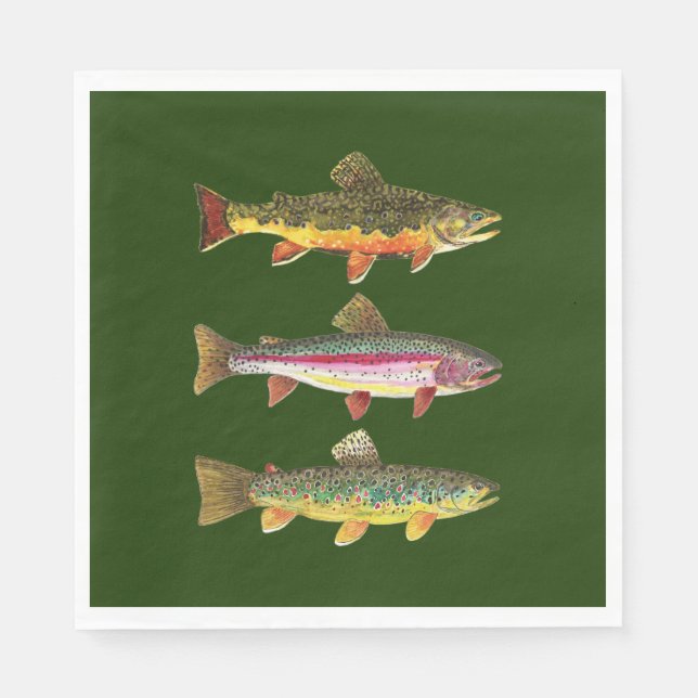 Trout Fishing, Angling Napkin (Front)