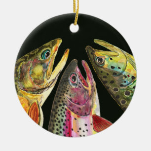 Trout Fishing Ceramic Ornament