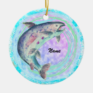 Trout Fishing Ceramic Ornament