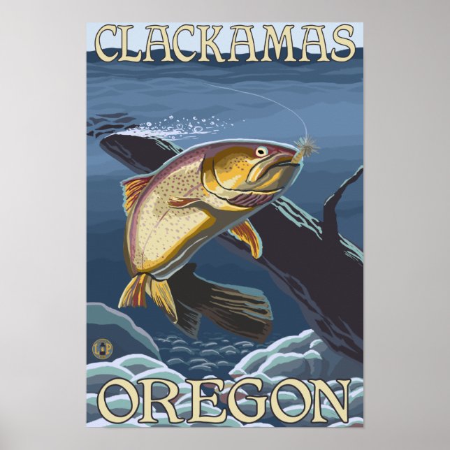 Trout Fishing Cross-Section - Clackamas, Poster (Front)