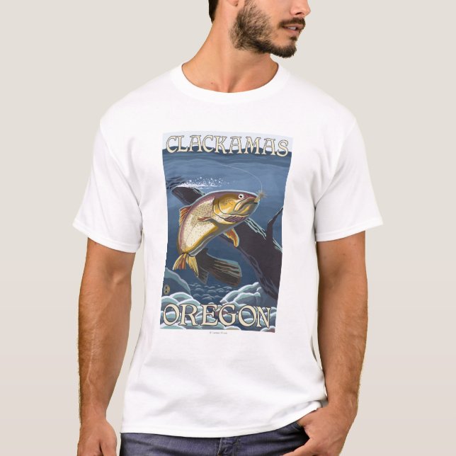 Trout Fishing Cross-Section - Clackamas, T-Shirt (Front)