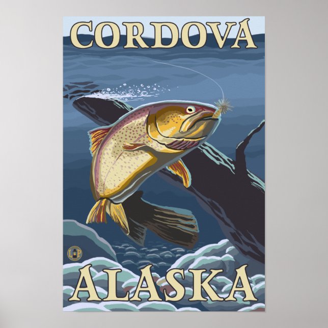 Trout Fishing Cross-Section - Cordova, Alaska Poster (Front)