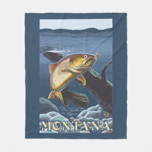 Trout Fishing Cross-Section - Montana Fleece Blanket