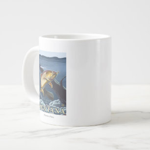 Trout Fishing Cross-Section - Montana Large Coffee Mug