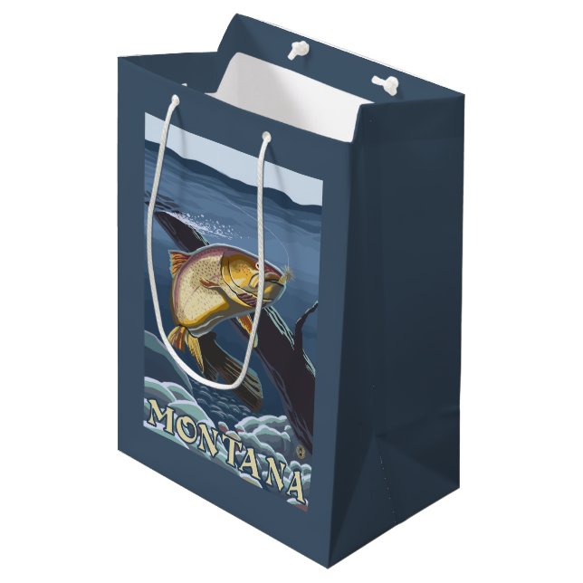 Trout Fishing Cross-Section - Montana Medium Gift Bag (Front Angled)