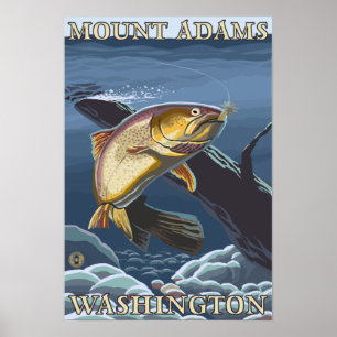 Trout Fishing Cross-Section - Mount Adams, WA Poster