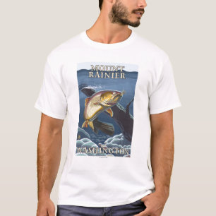 Trout Fishing Cross-Section - Mount Rainier, T-Shirt