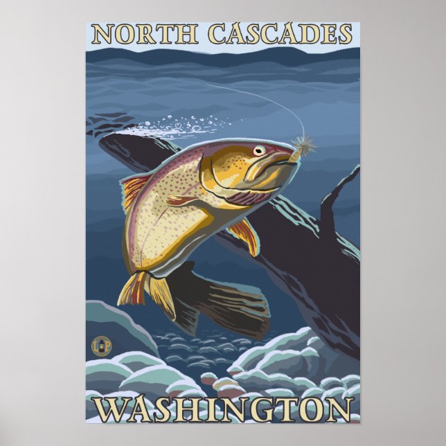 Trout Fishing Cross-Section - North Cascades, Poster (Front)