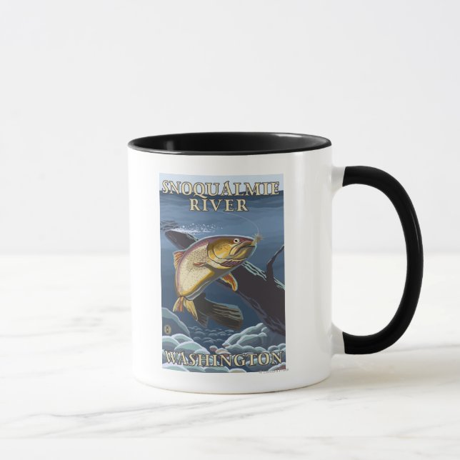 Trout Fishing Cross-Section - Snoqualmie River, Mug (Right)