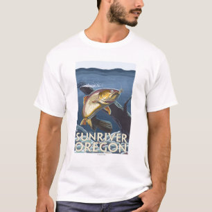 Trout Fishing Cross-Section - Sun River, T-Shirt