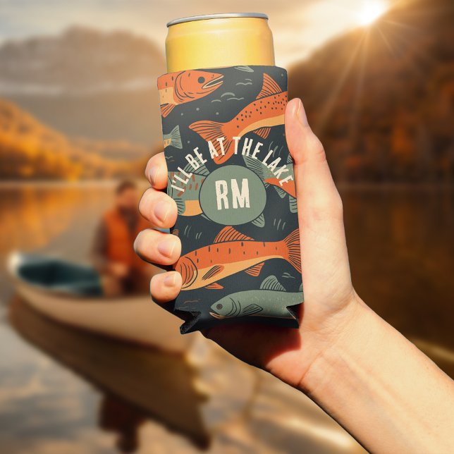 Trout Fishing Monogram Seltzer Can Cooler (Creator Uploaded)