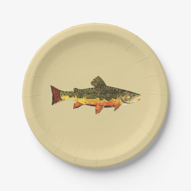 Trout Fishing Paper Plate (Front)
