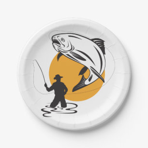 Trout Fishing Paper Plate