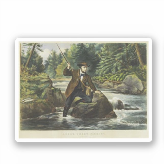 Trout fishing print by Currier and Ives (Front)