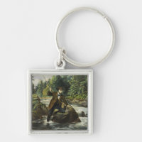 Trout fishing print by Currier and Ives