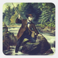 Trout fishing print by Currier and Ives