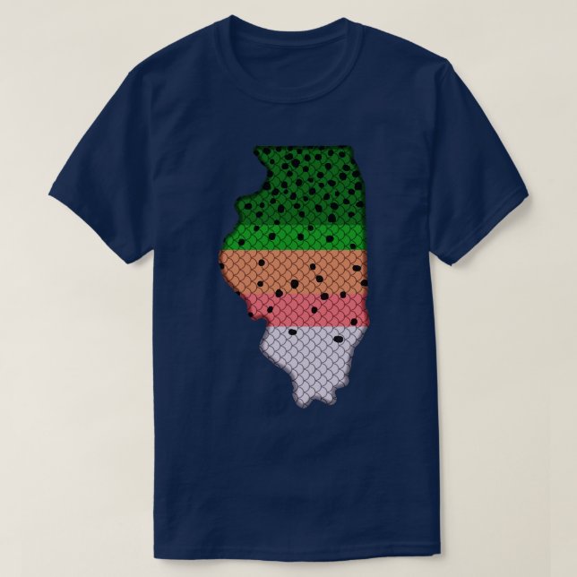 Trout Fishing Rainbow Trout Pattern Illinois State T-Shirt (Design Front)