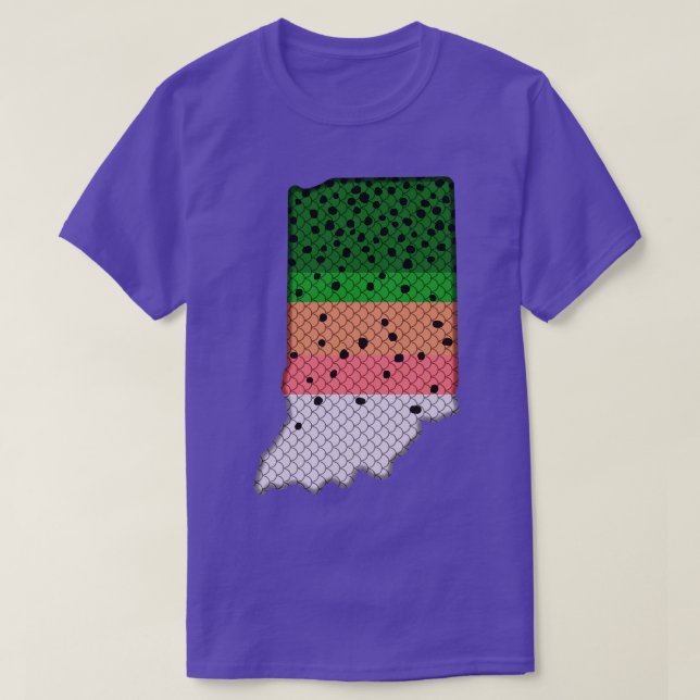 Trout Fishing Rainbow Trout Pattern Indiana State  T-Shirt (Design Front)