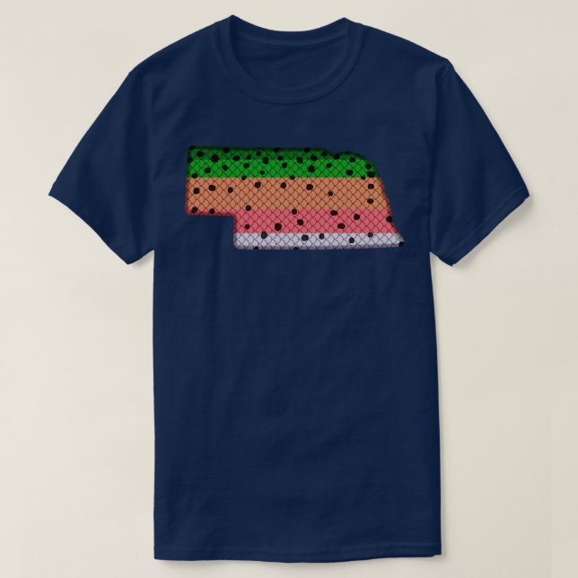 Trout Fishing Rainbow Trout Pattern Nebraska State T-Shirt (Design Front)