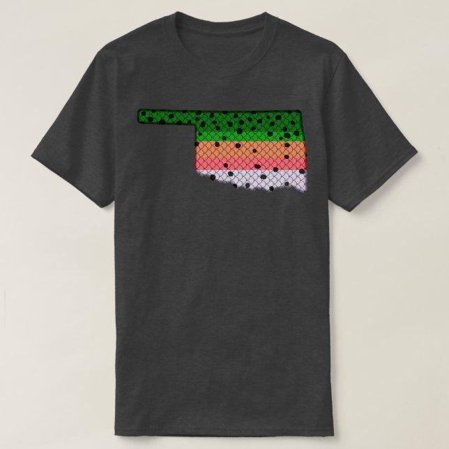 Trout Fishing Rainbow Trout Pattern Oklahoma State T-Shirt (Design Front)