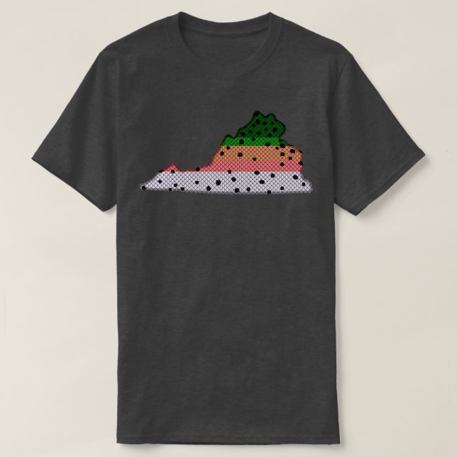 Trout Fishing Rainbow Trout Pattern Virginia State T-Shirt (Design Front)