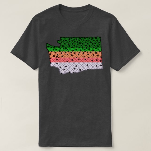 Trout Fishing Rainbow Trout Pattern Washington Sta T-Shirt (Design Front)
