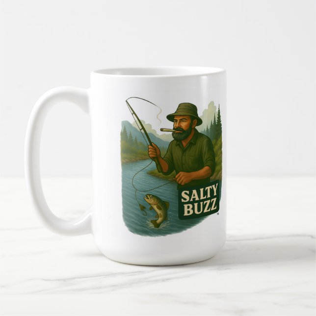 Trout Fishing Salty Buzz Coffee Mug (Left)