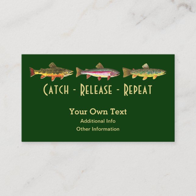 Trout Fishing Saying - Catch Release Repeat Business Card (Front)