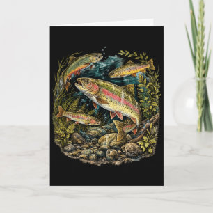 Trout Fishing Vintage Trout Fishing Fly Fishing  Card