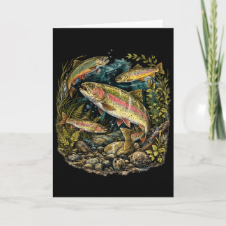 Trout Fishing Vintage Trout Fishing Fly Fishing Card