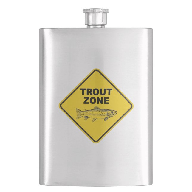 Trout Fishing Zone Hip Flask (Front)