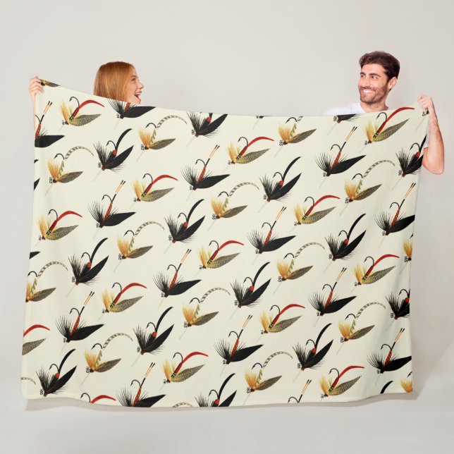 Trout Flies Fishing Fleece Blanket (In Situ)