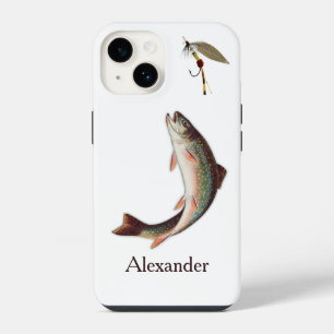 Trout Fly Fishing Flies Rustic Watercolor design iPhone 14 Case