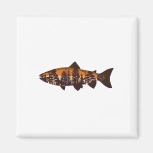 Trout Fly Fishing Forest Nature Wildlife Fisherman Magnet