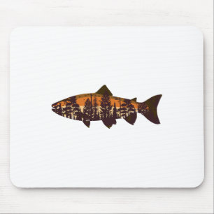 Trout Fly Fishing Forest Nature Wildlife Fisherman Mouse Pad