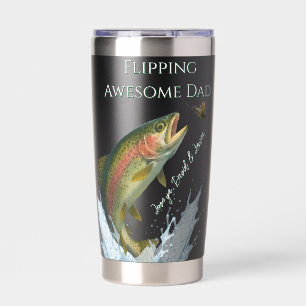 trout fly fishing gift Dad Fathers Water Bottle Insulated Tumbler