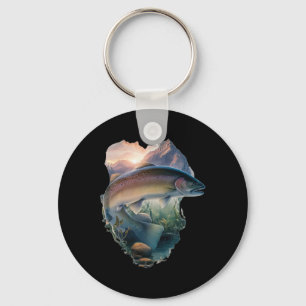 Trout Fly Fishing Mountains Nature Fisherman  Key Ring
