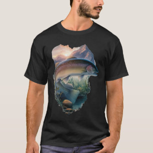 Trout Fly Fishing Mountains Nature Fisherman  T-Shirt
