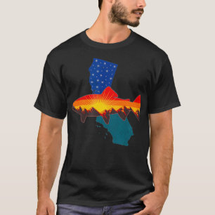 Trout Fly Fishing Nature California Mountain Sunse T-Shirt