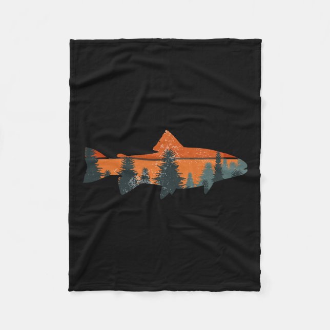 Trout Fly Fishing Nature Outdoor Fisherman Gift  Fleece Blanket (Front)